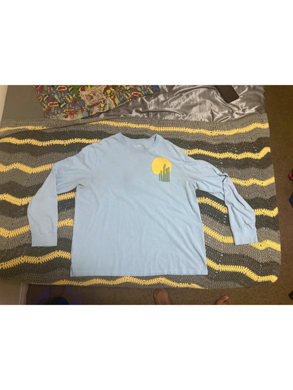 Men's Goodfellow & Co Light Blue Desert Cactus Long-Sleeve Tee 2XL